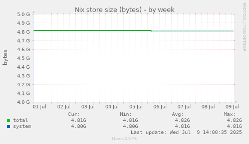 Nix store size (bytes)